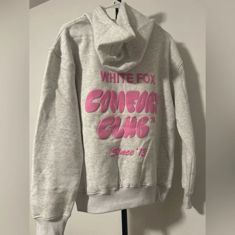 White Fox Boutique Gray and Pink Hoodie - Picture 3 of 4
